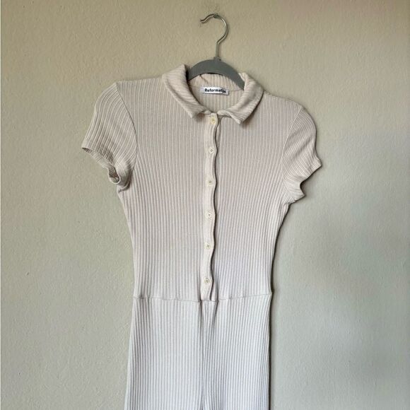 Reformation Leilani Cream Jumpsuit Short Sleeves Size XS - Picture 8 of 11